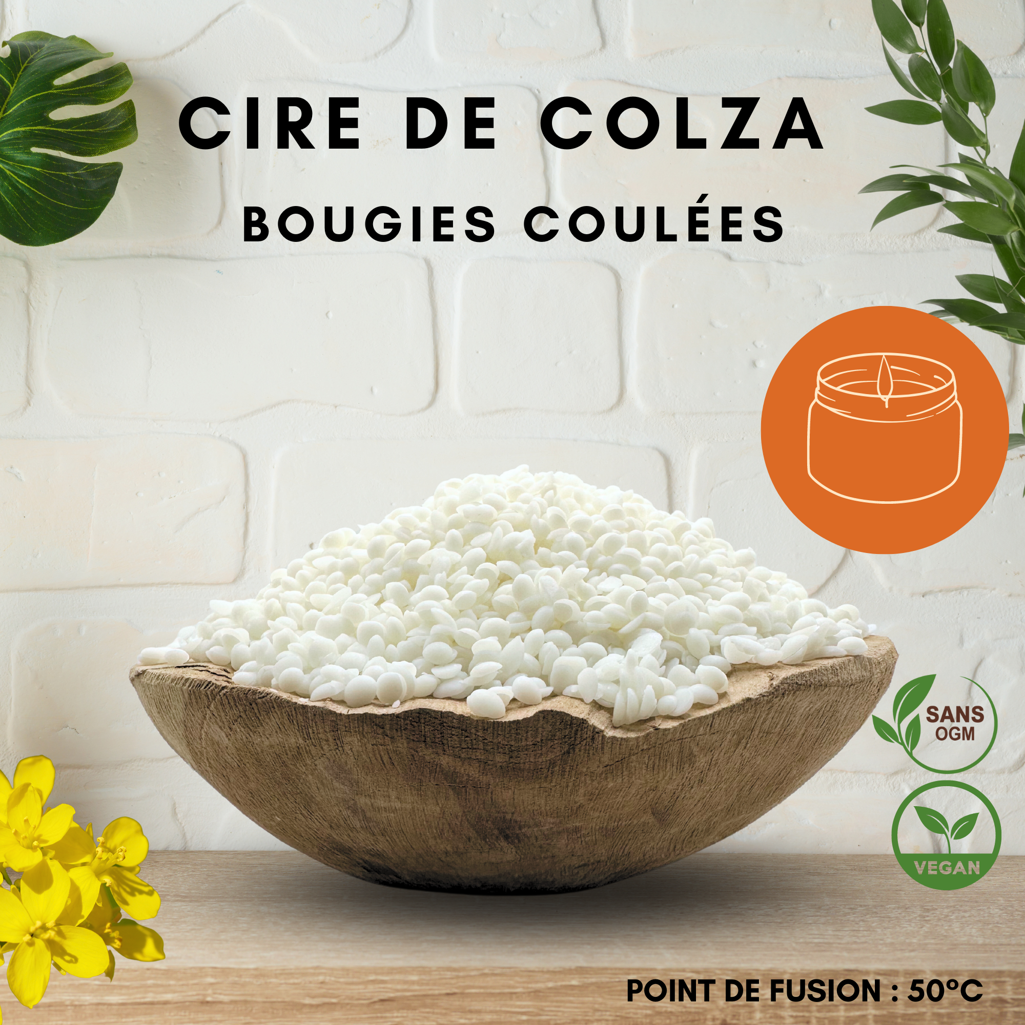 Cire de colza pour bougies coulées