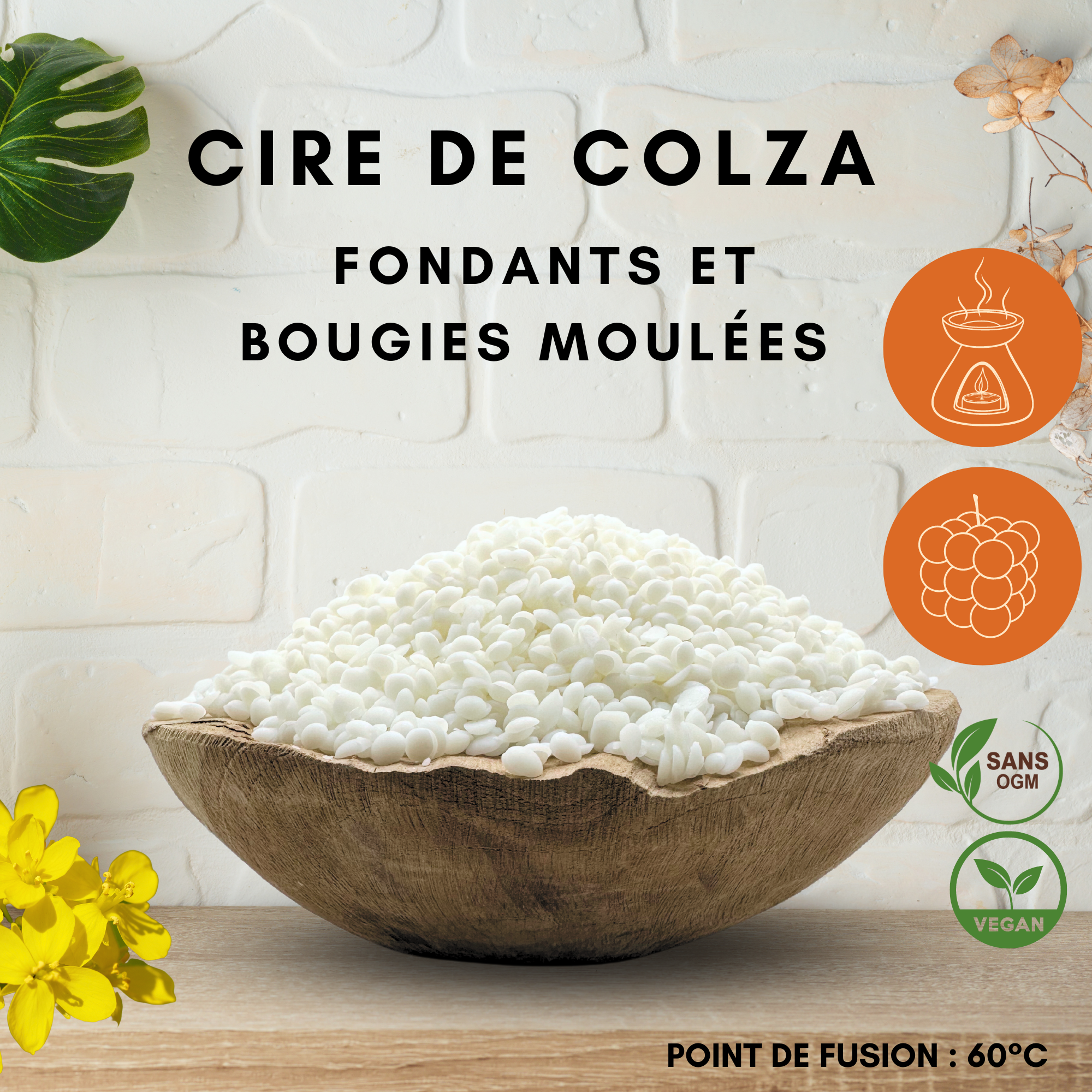 Cire de Colza pour bougies moulées et fondants