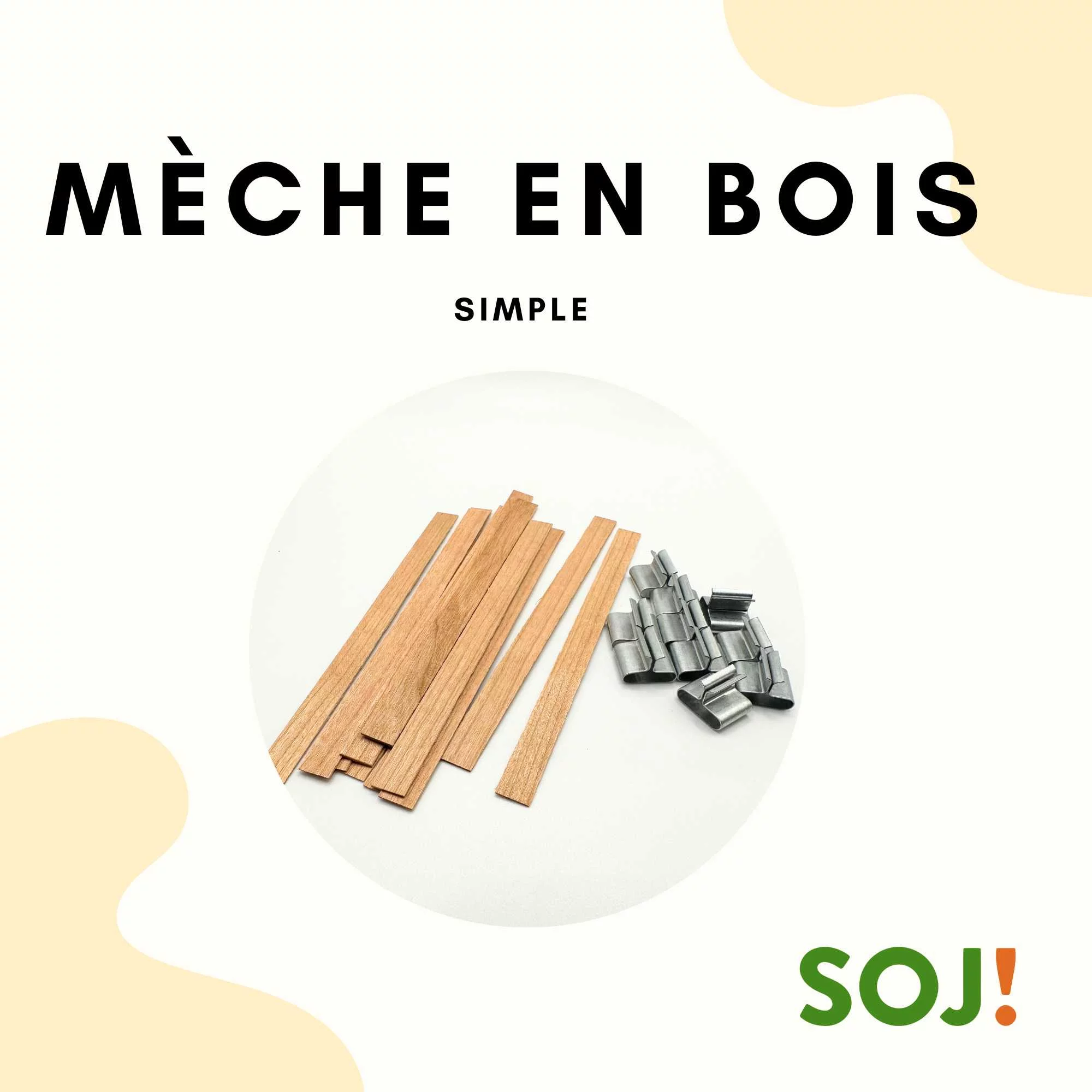 Mèche en bois pour bougies – simple épaisseur