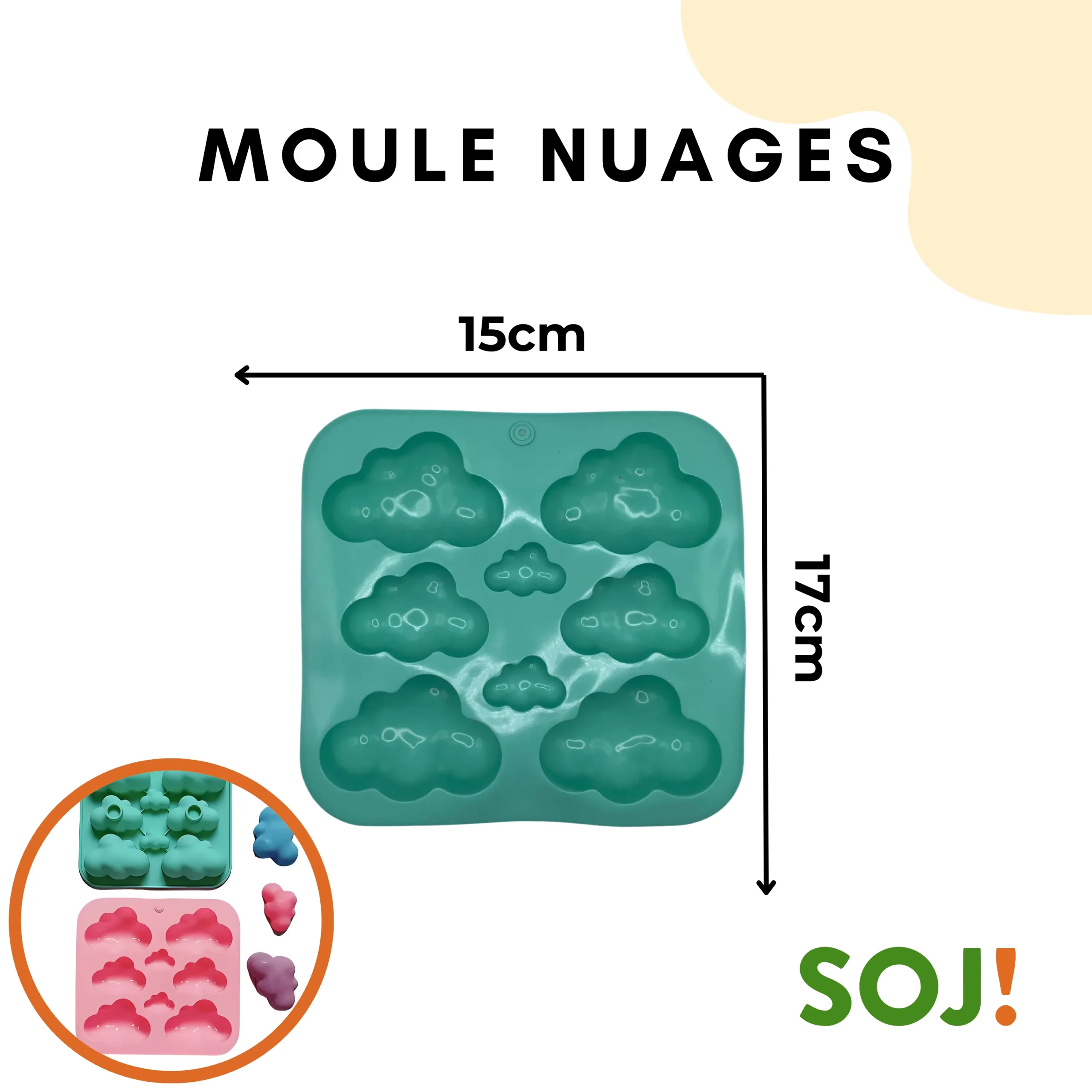 8 moules bougies en forme de nuages