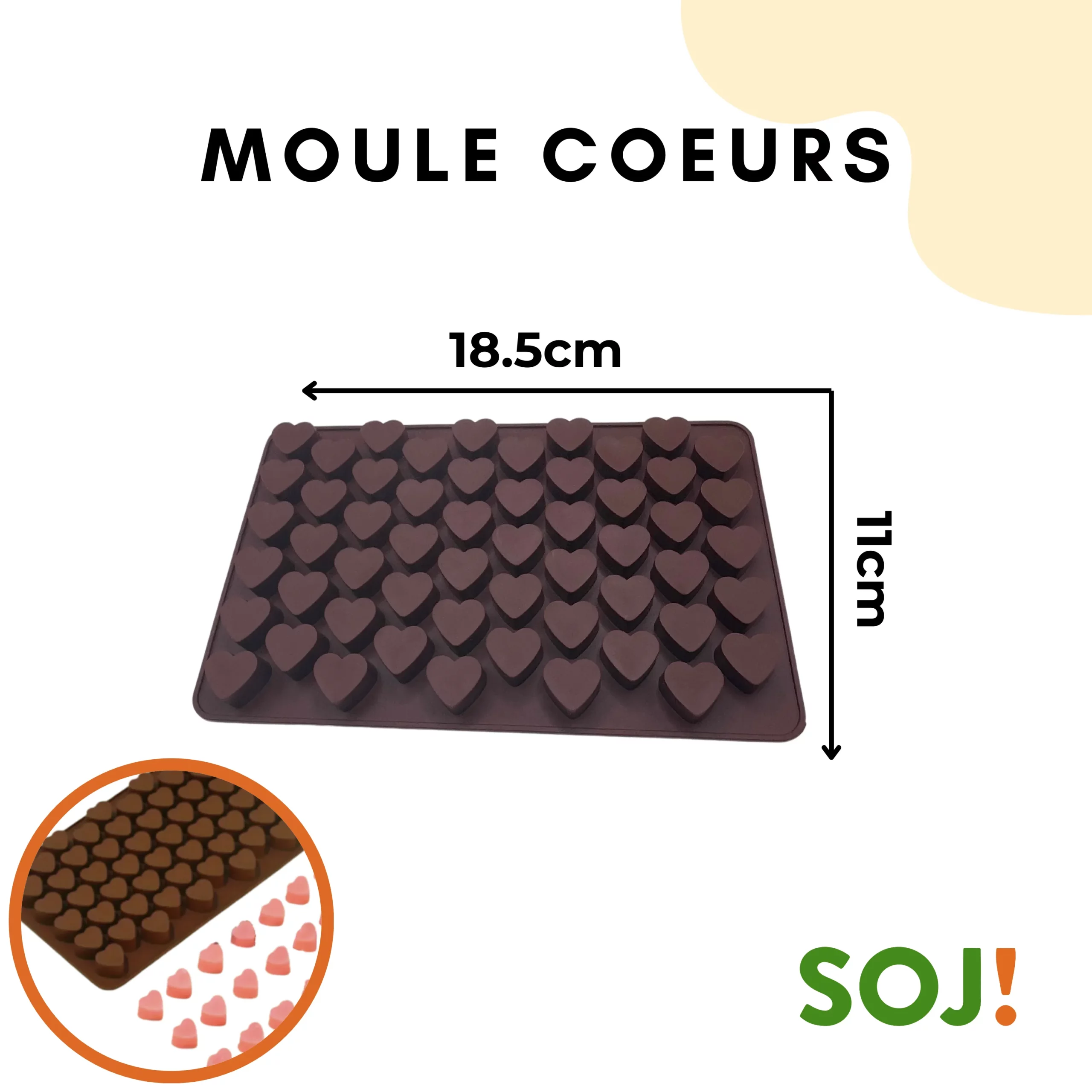 Moule bougie – 55 coeurs