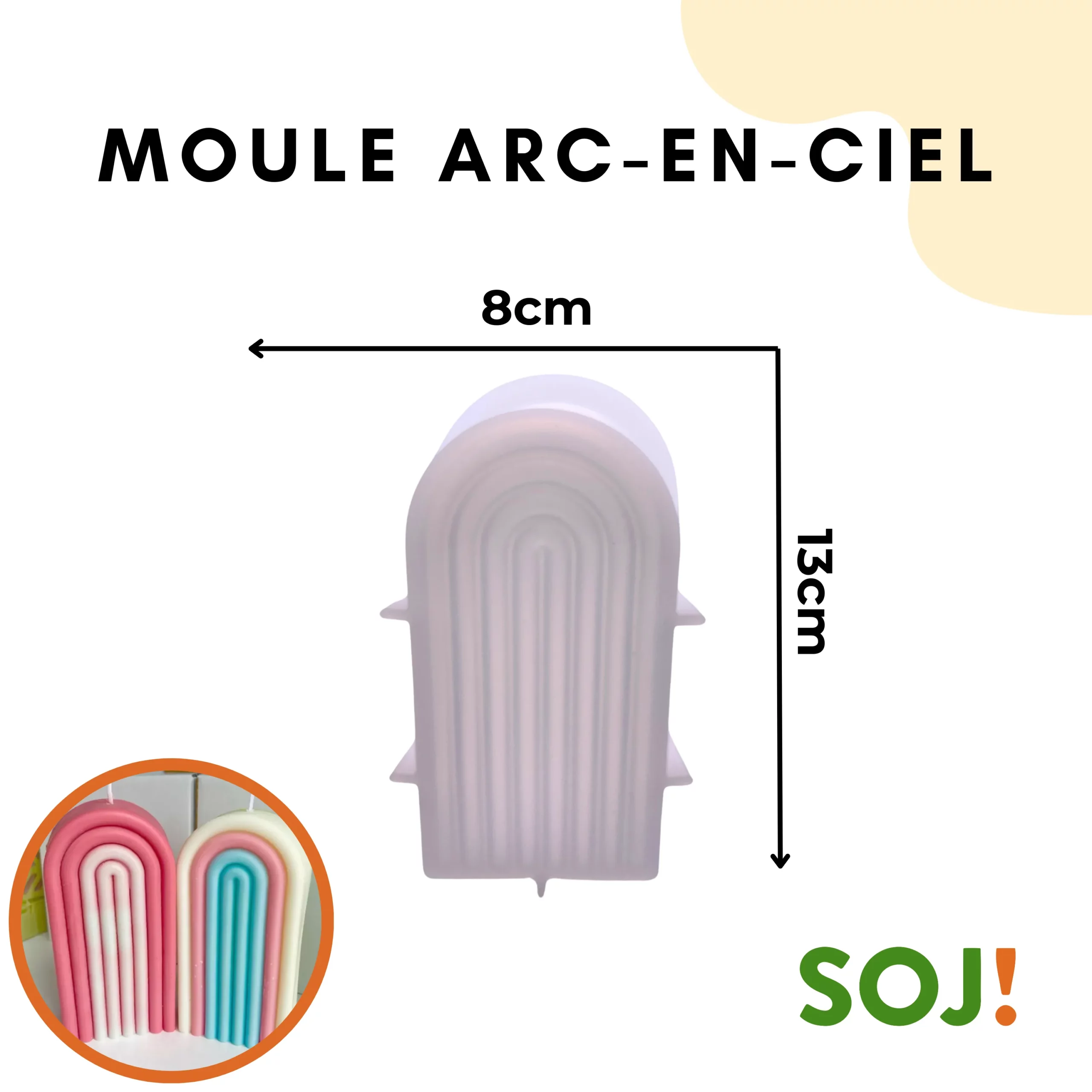 Moule bougie en forme d’arc-en-ciel