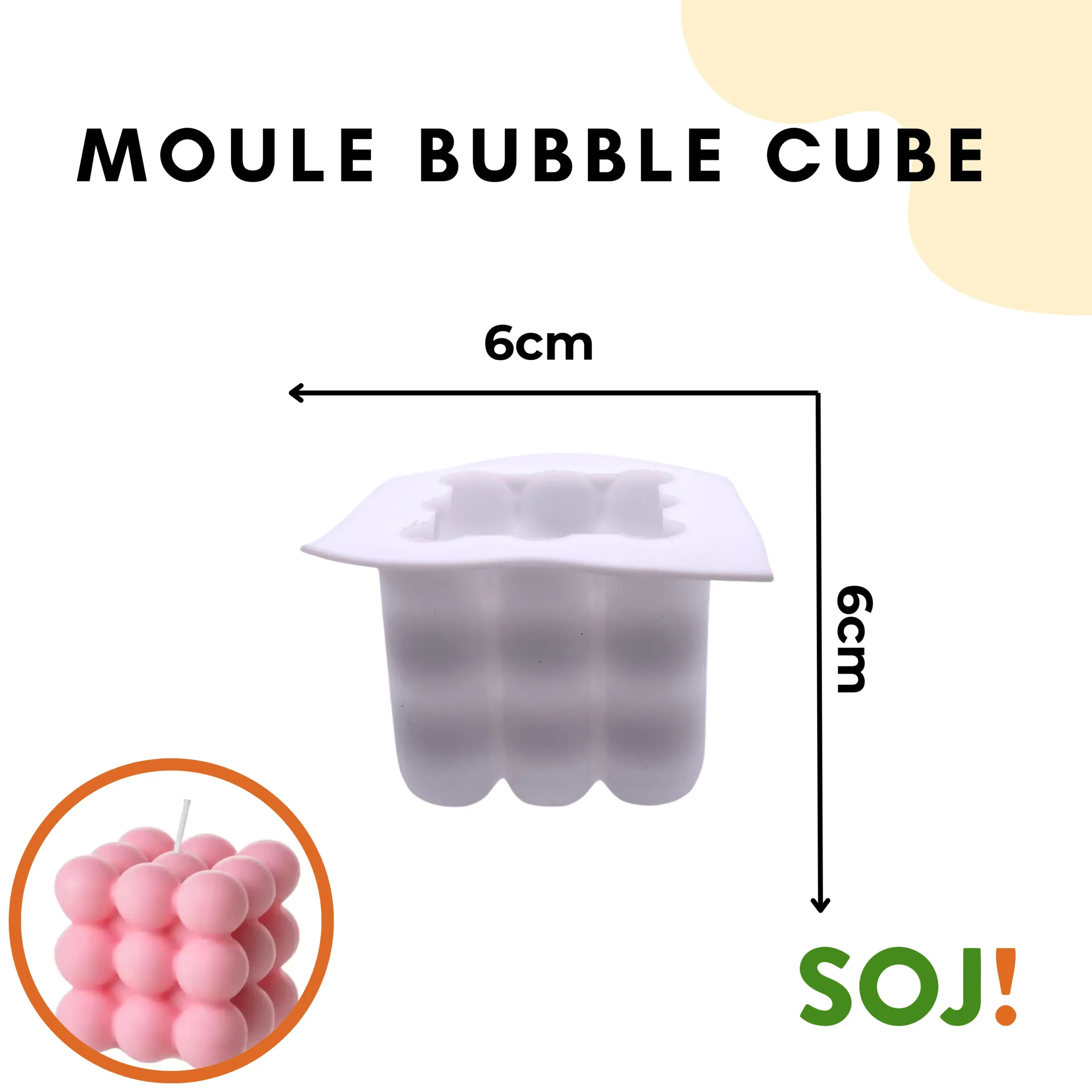 Moule bougie en forme de bubble cube