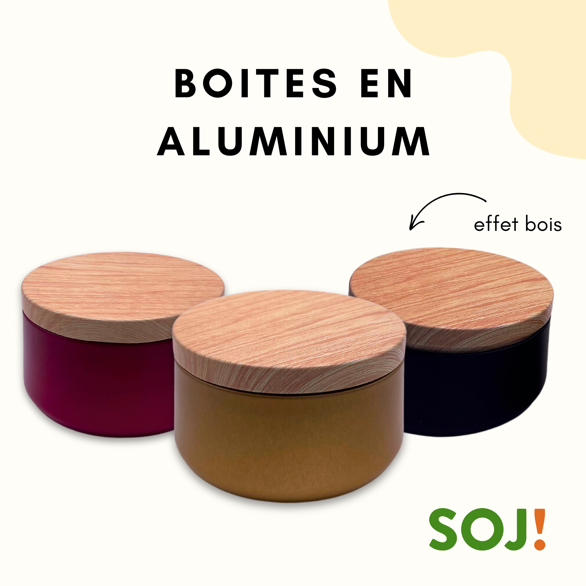 boite en aluminium avec couvercle effet bois