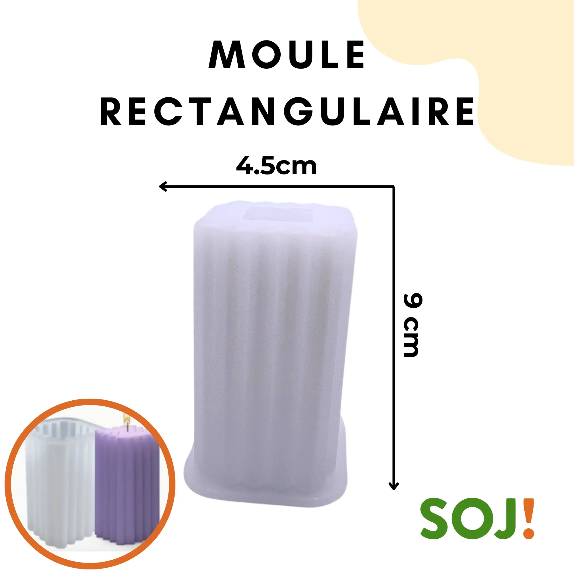 Moule bougie en forme rectangulaire