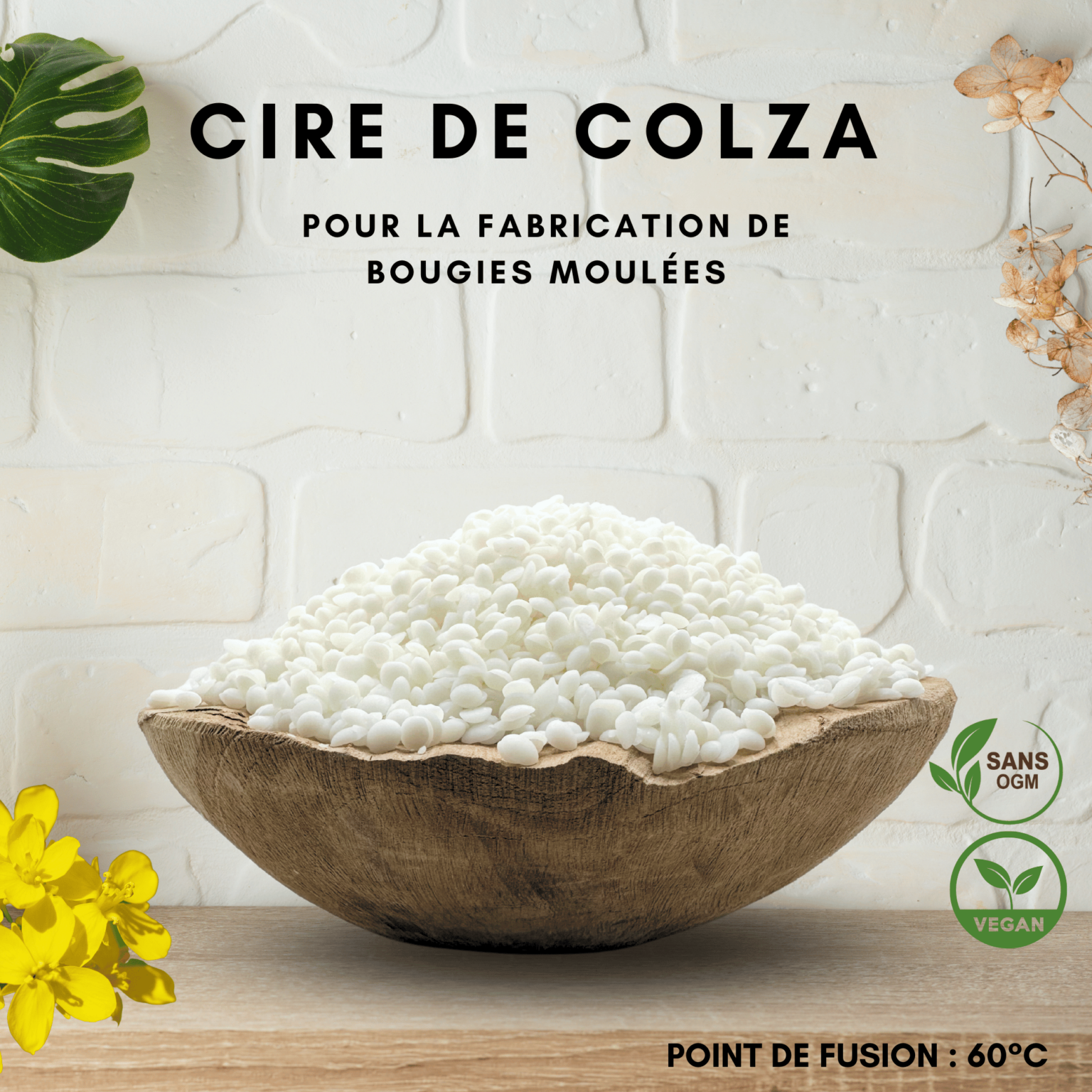Cire de colza sans ogm pour bougies moulées et fondants